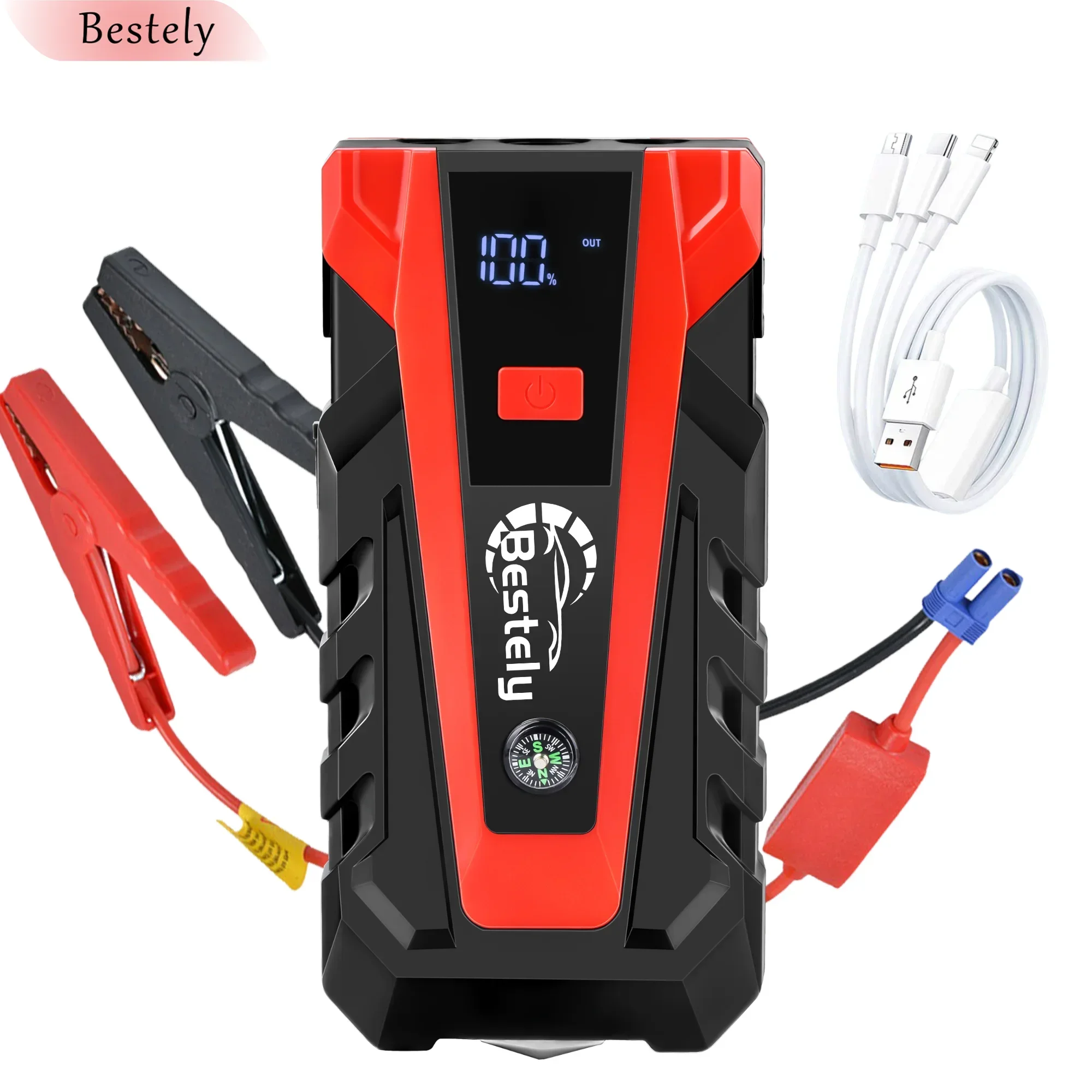 12v Car Battery Jump Starter,3000A Peak Jump Starter Battery Pack,Portable Jump Box withwith Full LCD Screen & LED Light & USB: Default Title