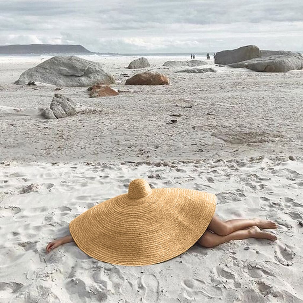 Woman Large Sun Hat Beach Anti-UV Sun Protection Foldable Straw Cap Oversized Collapsible Beach Hat #YL5