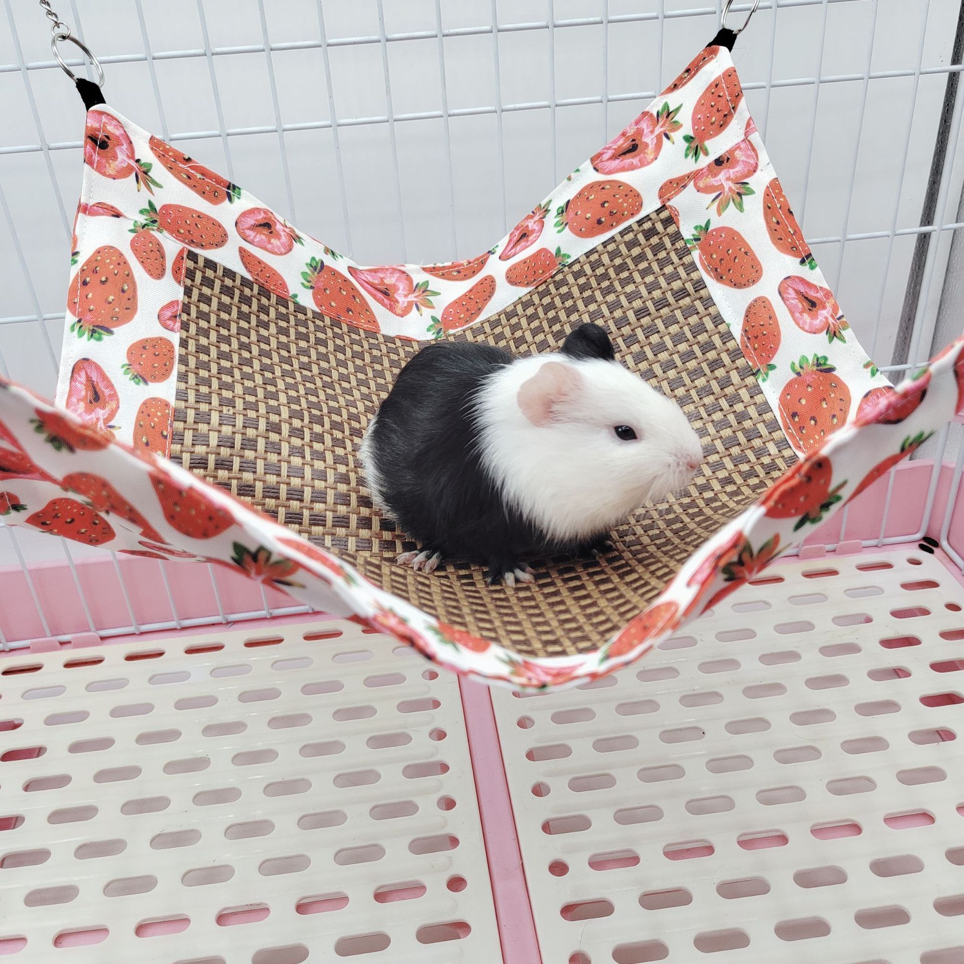 1 stk. sommerkølende hamsterhængekøje hængeseng hus til små dyr chinchillaer reder kæledyrsartikler marsvin tilbehør: Lyserød
