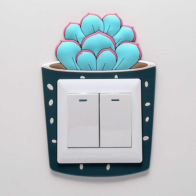 Cactus de dibujos animados fluorescentes, pegatinas para interruptor de pared, decoración para habitación de bebé, interruptor de luz luminoso, decoraciones de pared 3d: 01