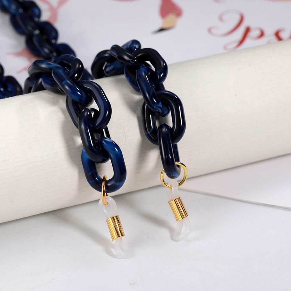 Teamer Punk Bril Ketting Voor Mannen Vrouwen Acryl Lanyard Zonnebril Kettingen Straps Cords Hals Houder Brillen Anti-Slip Ketting: Dark Blue-gold