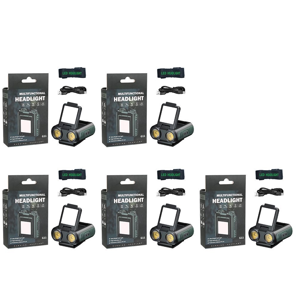 Induktions-LED-Scheinwerfer, Mini-Kappen-Clip-Licht, integrierter 1200 mAh Akku, wiederaufladbare USB-Kopf-Taschenlampe für Camping, Angeln, Laterne: verrotten