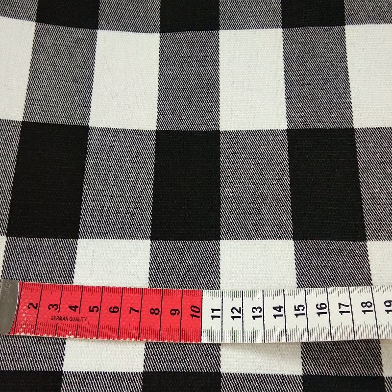 Tela de algodón 100% viaPhil para decoración del hogar, tejido grueso, negro, blanco y gris, con estampado de cuadros grandes mezclados, retales de animales