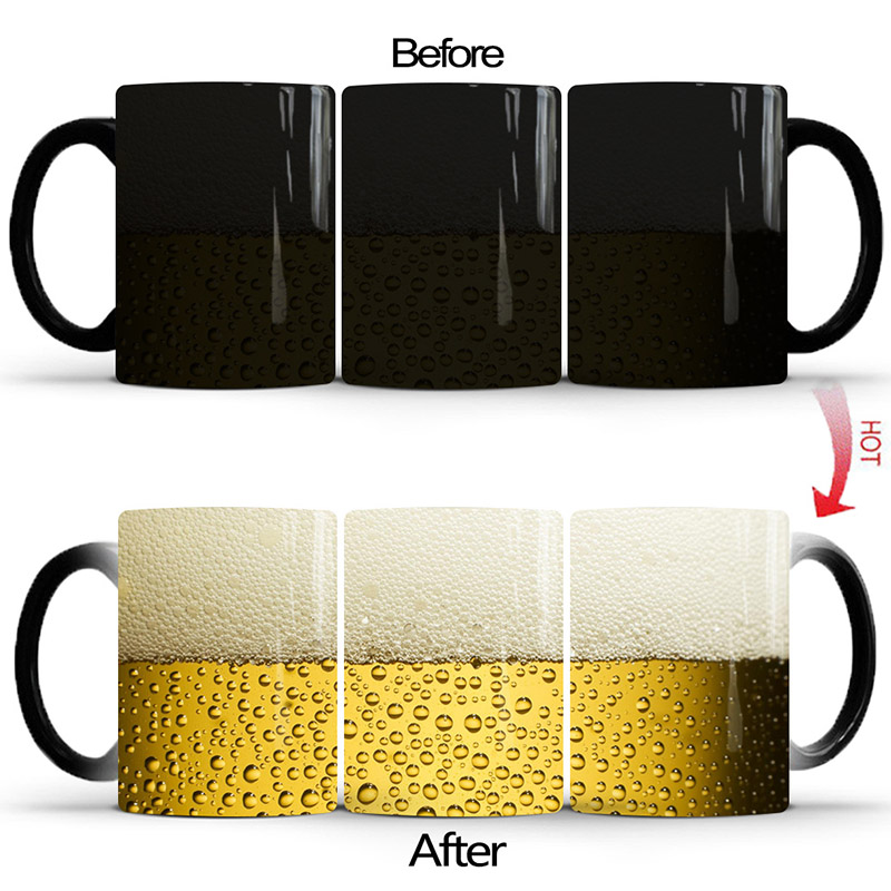 350ml Bier Kleur Veranderende Magische Warmtegevoelige Tea Cup Mok Creatieve Keramiek Mok voor Uw Kinderen of Vrienden Beste