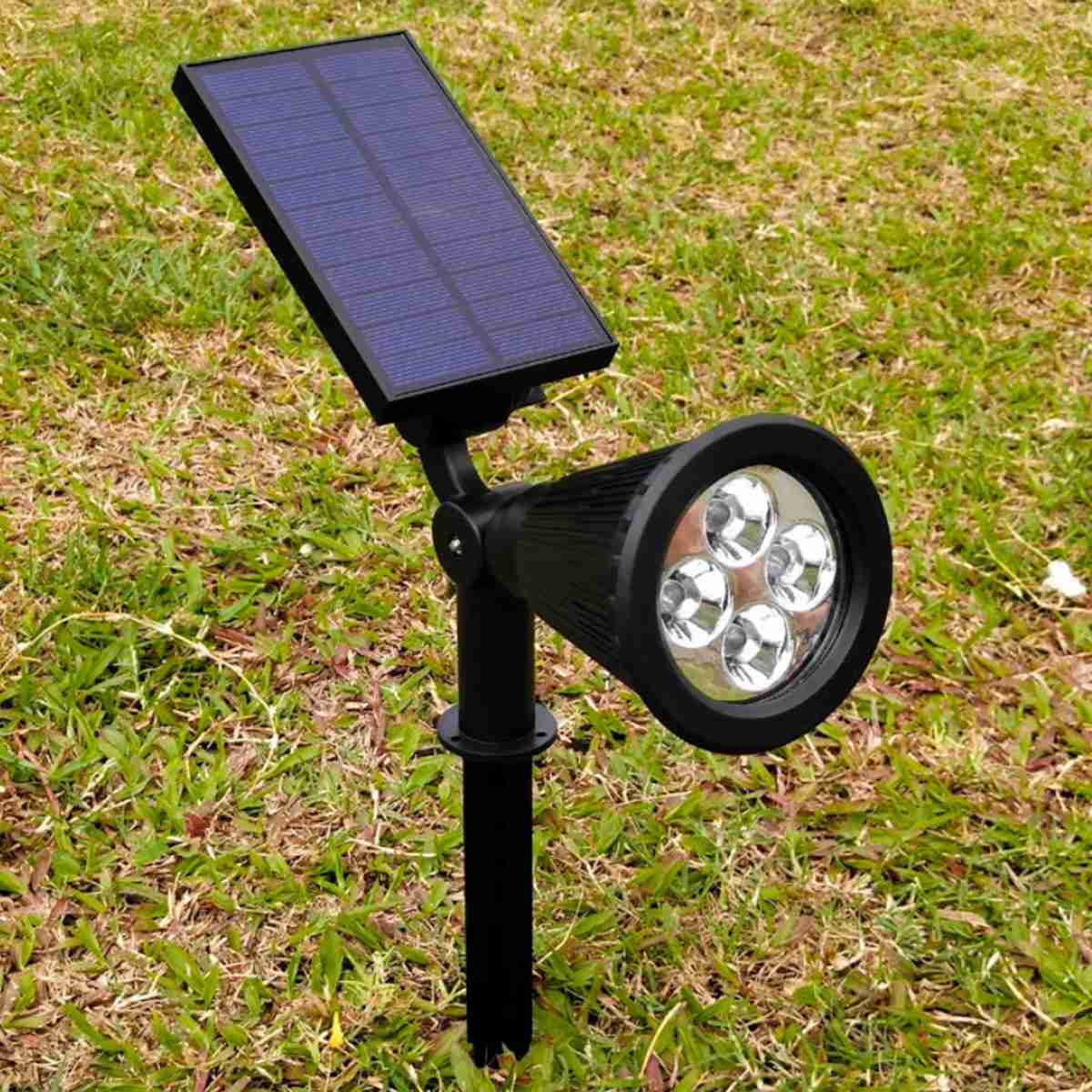 Focos solares LED para exteriores, luces solares impermeables para jardín, paisaje, calle, césped, lámpara de punto RGB blanco cálido para esquina oscura