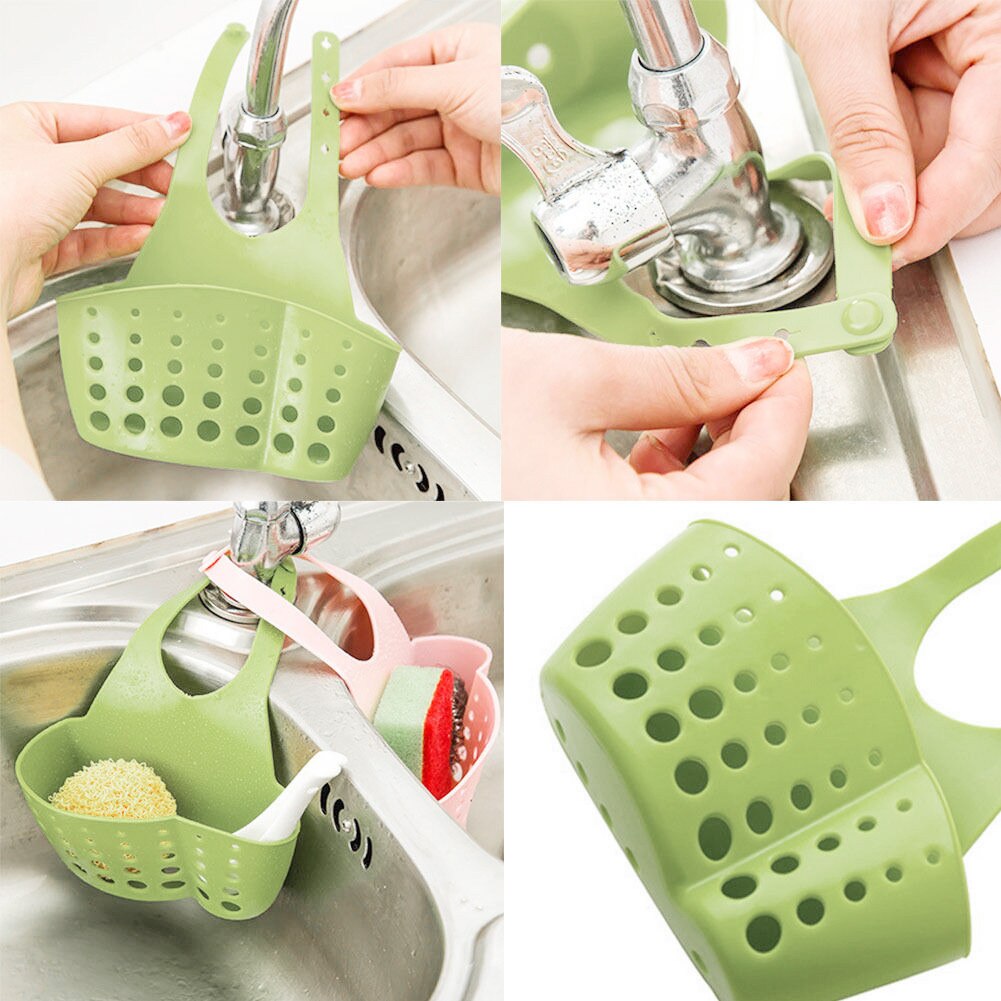 Kitchen Dish Cloth Sponge Storage Bag Sink Holder Soap Portable Home Hanging Drain Bag Basket Bath Storage Tools 4 Colours #2