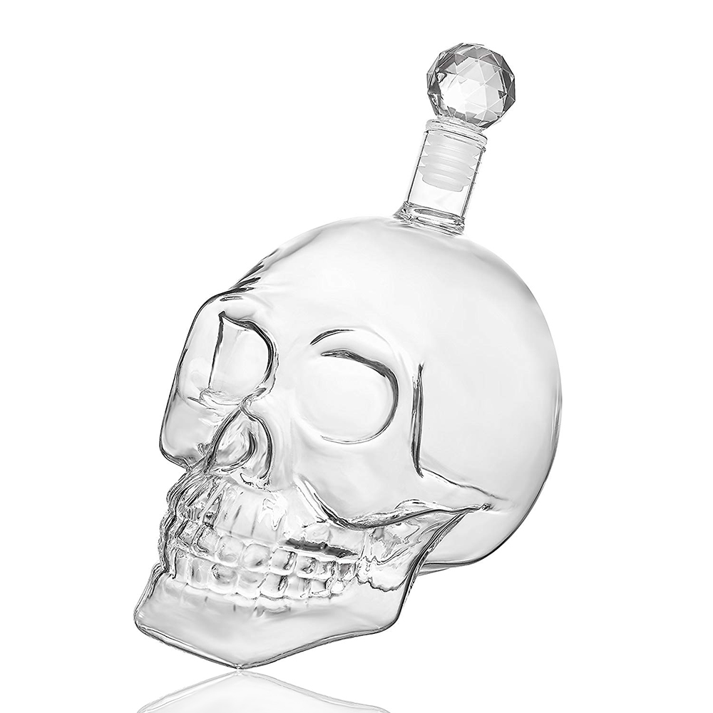 350/500/1000ML bouteille de crâne en cristal Vodka bouteille de verre de tir de crâne avec tête de crâne en liège Carafe en verre pour spiritueux de vin de Whisky