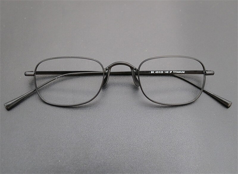 Japanese Square Handmade Lightweight Glasses Small Frame for women Blue Blocking Eyewear Men Eyeglasses Titanium oculos de grau: Black
