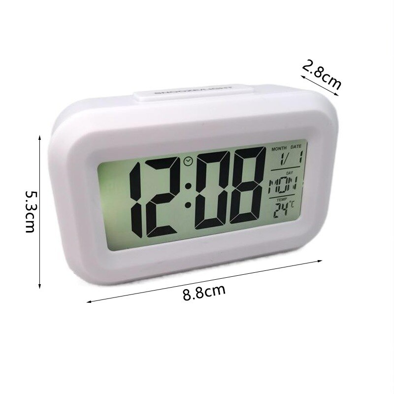 Alarma Digital LED reloj relij de mudo calendario electrónica escritorio luz Mesa Relojes de pared escritorio reloj: white C1