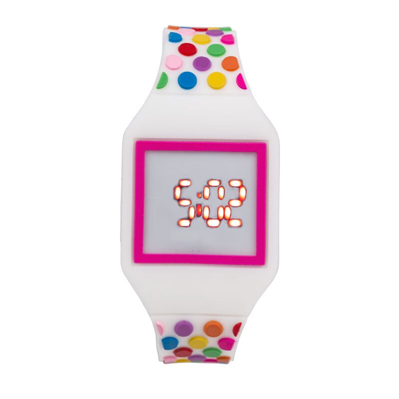 Joyrox geléia cor led criança relógio crianças menina relógios digitais nova tela de toque de borracha crianças relógio para menino menina estudante: Square White