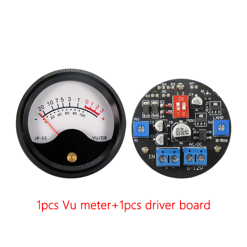 55mm Aluminium Alloy Vu Level Audio Meter With Driver Board LED Lamplight Connect The Power Amplifier Output: black