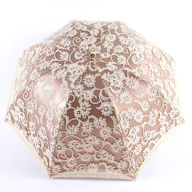 Yesello 5 Color Lace Flower Umbrella Women Sun Rain Umbrella Princess Lace Sunshade Umbrellas Three Folding Umbrella