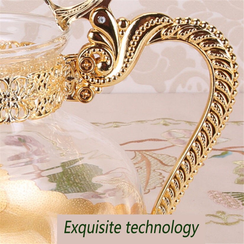 Lille håndlavet tepotte husholdnings-vinkande lavet af glas og zinklegering kaffekande kølig kedel x -050