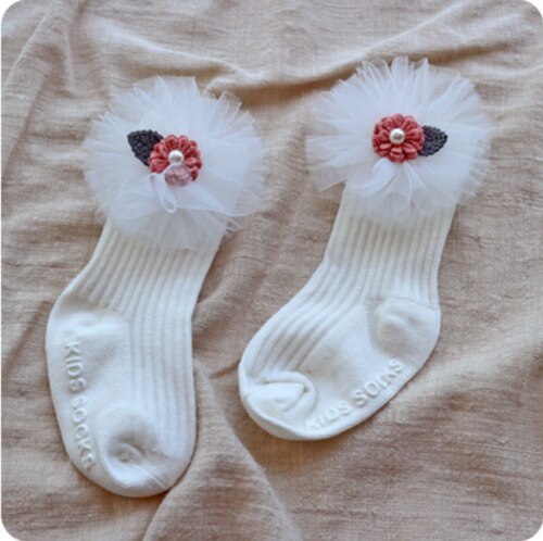 Soft Cotton Baby Kids Toddlers Girls Bowknot Knee High Socks Tight Leg Stockings: White / 2 to 4Y