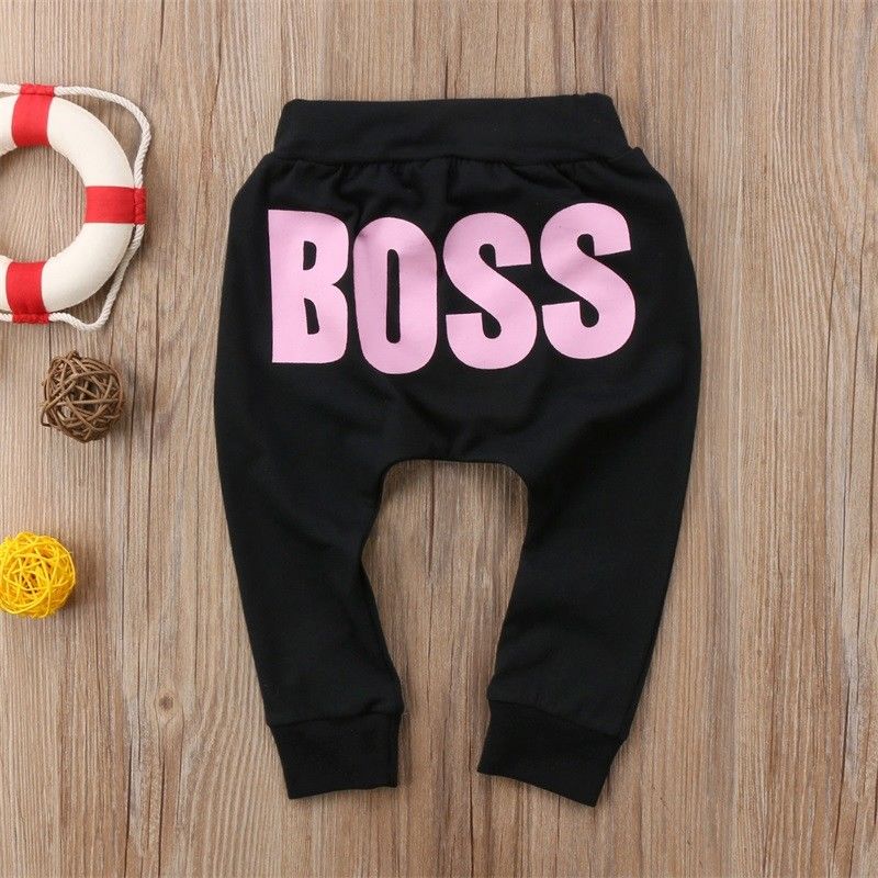 Nuovo Infantile del Bambino Dei Capretti Del Bambino Della Ragazza del Ragazzo Pantaloni Stile Harem Bambini Del Bambino Sudore Gonne E Pantaloni Leggings Pantaloni Lettera Vestiti 1-5T: Colore rosa / 18m