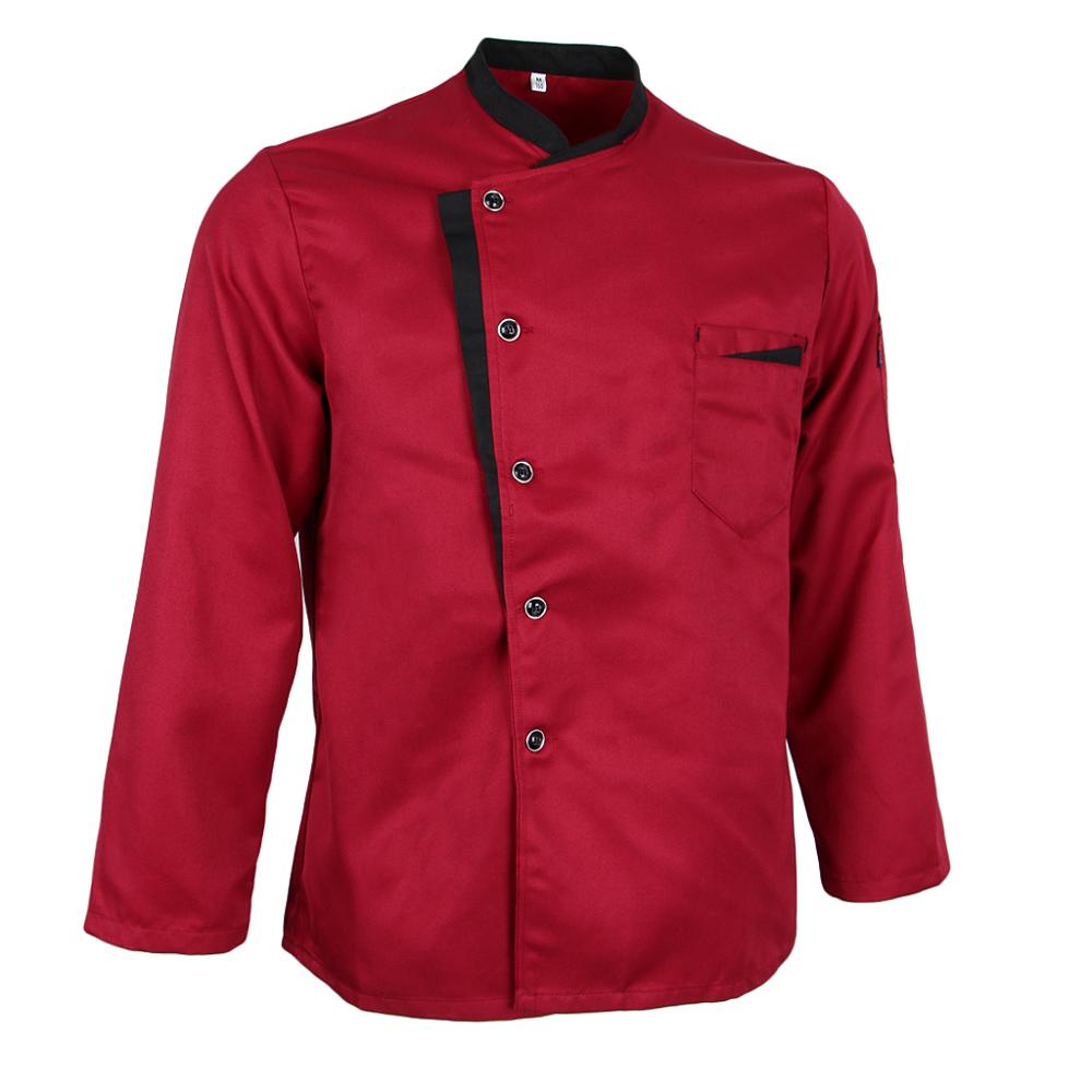 Långärmad kock jacka kappa hotell servitörer kök uniform toppar vit röd svart restaurang arbetskläder uniform