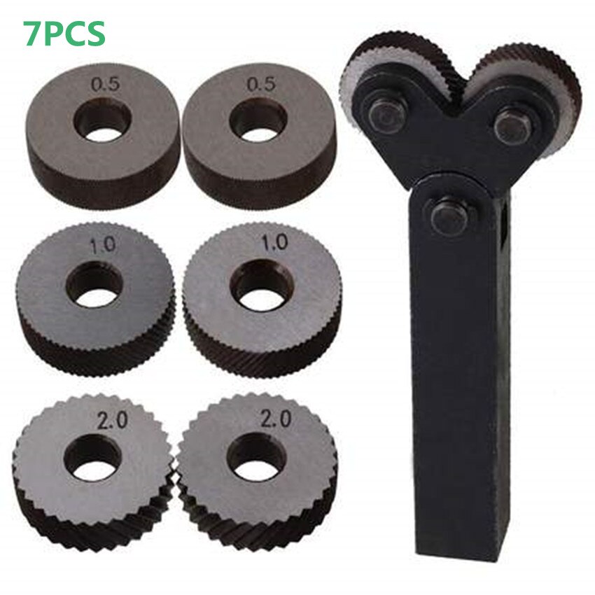 Niniang 7-delige serie dubbele kartelen gereedschapsset 0.5mm 1mm 2mm lineaire set stalen draaibank karteling gereedschap