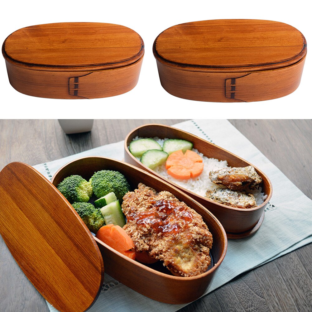 Wooden Lunch Box Japanese Bento Box Portable Eco-friendly Lunch Box For School Kids Office Worker