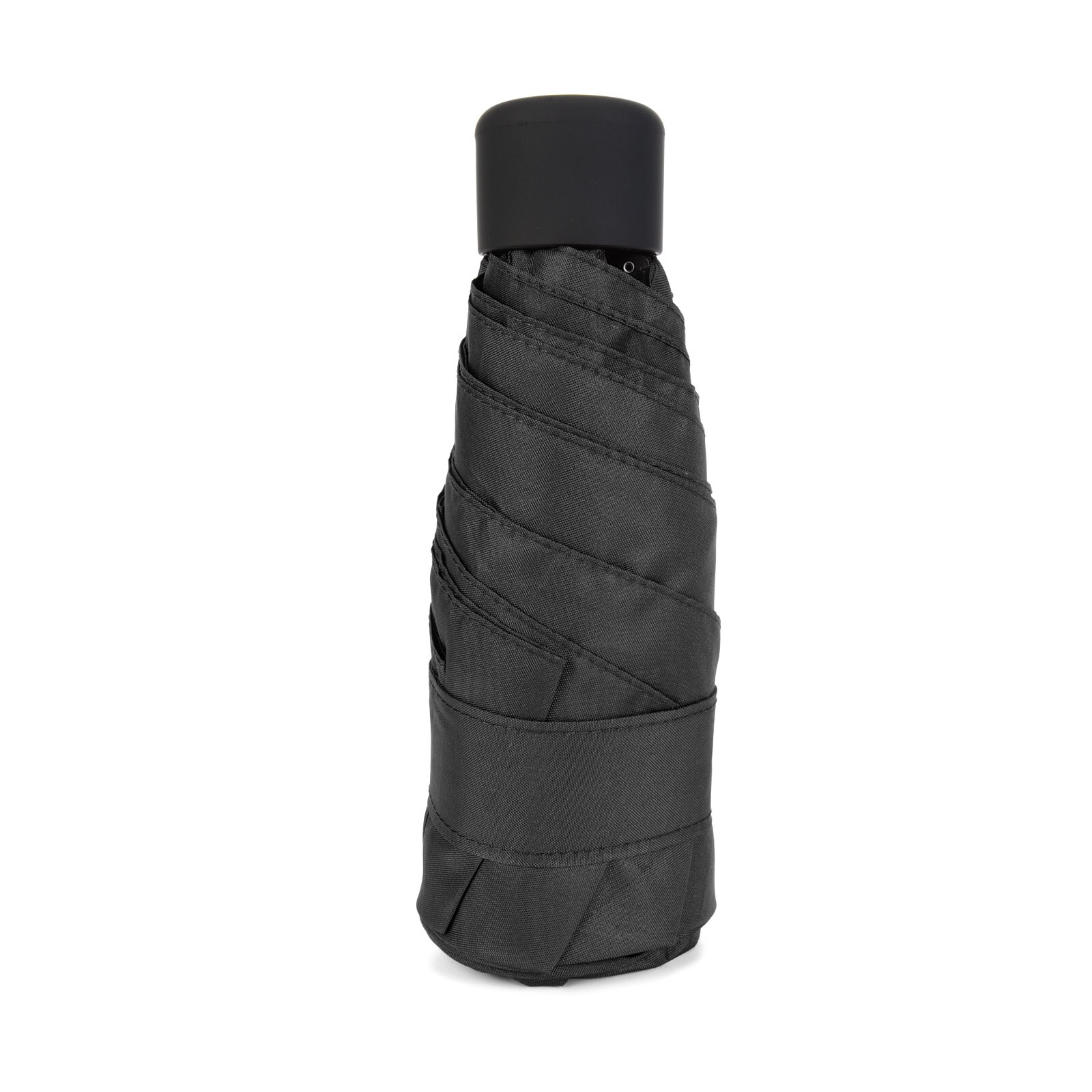 Sombrilla pequeña plegable de 5 pliegues para mujer, Mini paraguas portátil de bolsillo, nti-uv, impermeable, de viaje, cápsula, sombrilla de bolsillo: Black