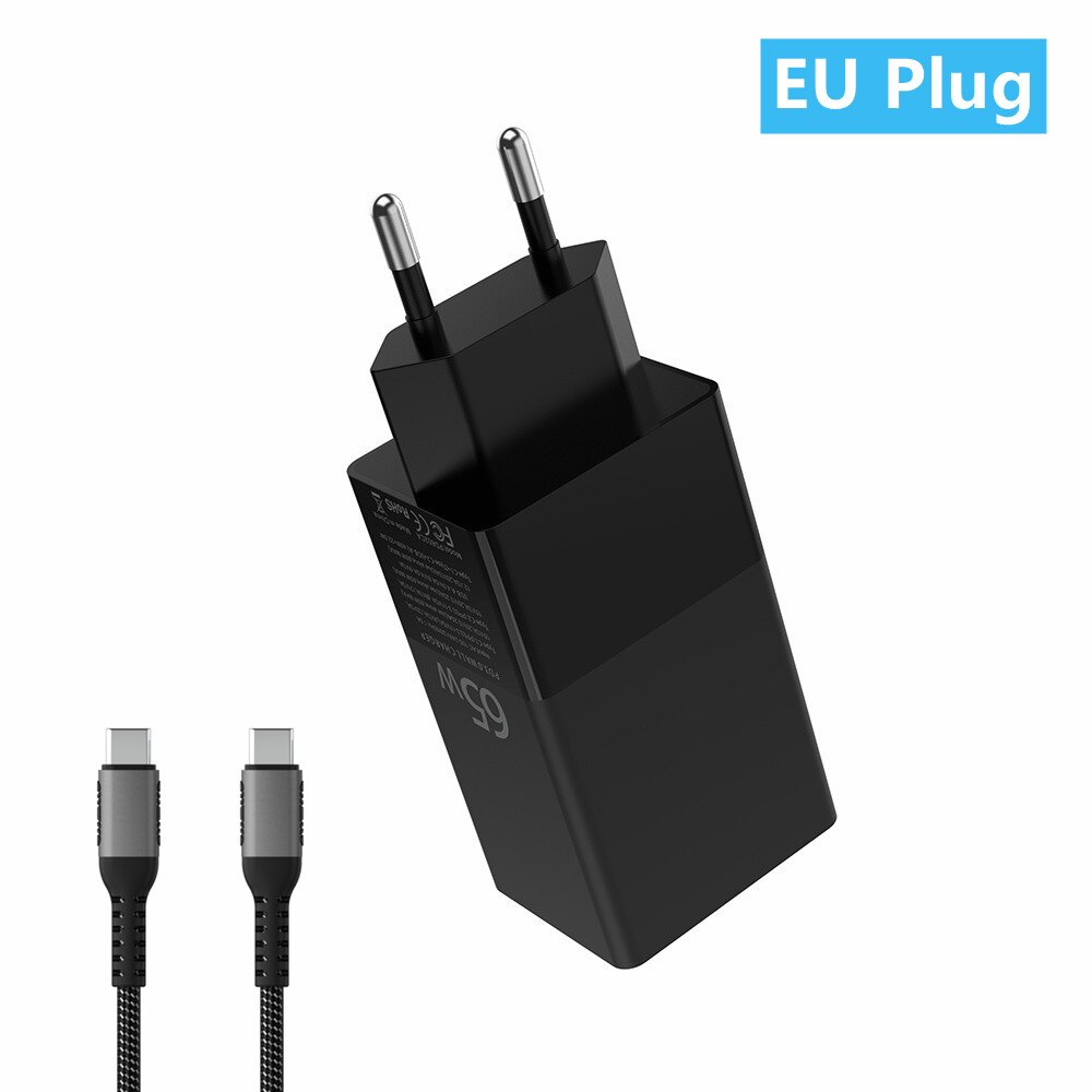 Gan 65w 3.0 pd qc3.0 -c schnellladeadapter für iphone 13, 12 pro max und macbook: Eu- und 100w- kabel