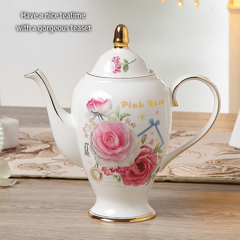 Romantic Bone China Coffee Set British Porcelain Tea Set Ceramic Pot Creamer Sugar Bowl Teatime Teapot Coffee Cup Coffeeware