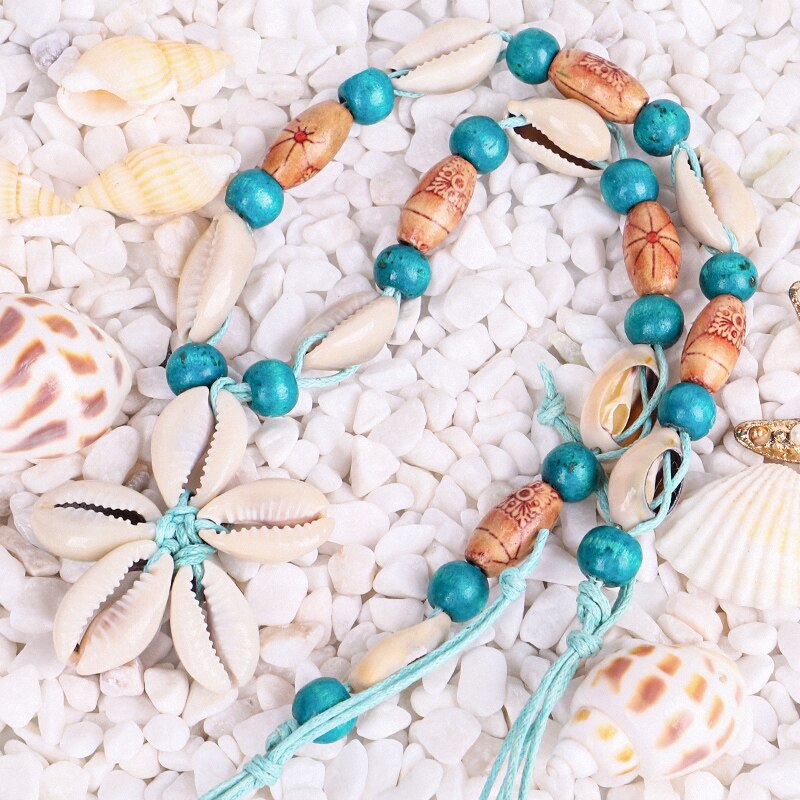 Bohemian Stijl Natuurlijke Shell Hout Kraal Hanger Kettingen Vrouwen Mode-sieraden Handgemaakte Strand Ketting Sieraden Accessoires
