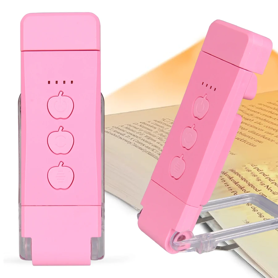 Luz de libro marcapáginas con Clip con temporizador, luz de lectura recargable por USB, Mini luz Led de lectura, lámpara de lectura portátil para mesita de noche y escritorio