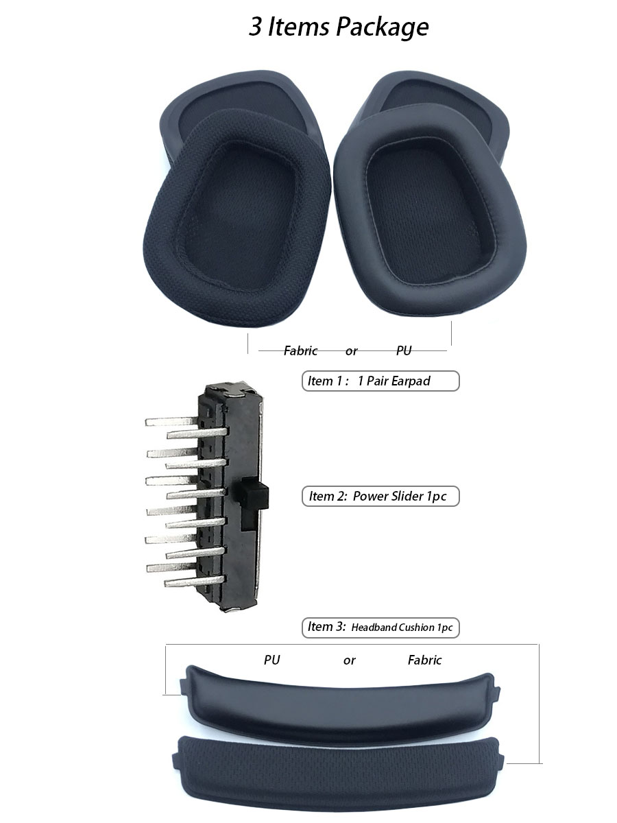 Interruptor de encendido y botón de volumen para auriculares Logitech G933 G935 G633 G635 Artemis Spectrum, repuesto de cojín para auriculares inalámbricos: XS / WHEAT