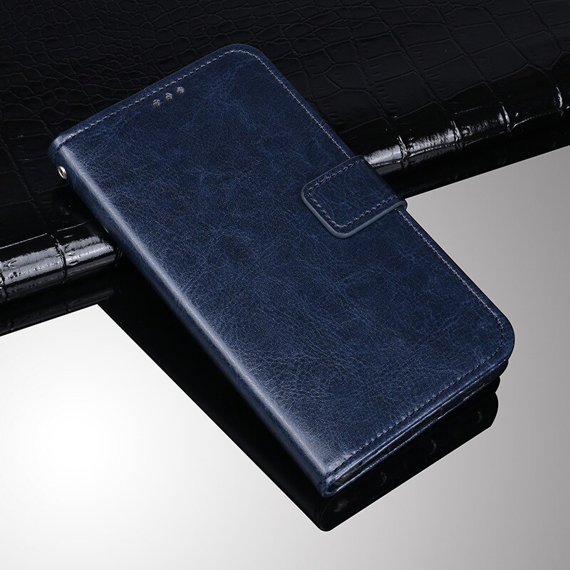 Voor Tecno Pova 2 Case 6.9 &quot;Flip Portemonnee Zakelijke Lederen Fundas Case Voor Tecno Pova2 Cover Capa Met Card houder Accessoires: Dark Blue