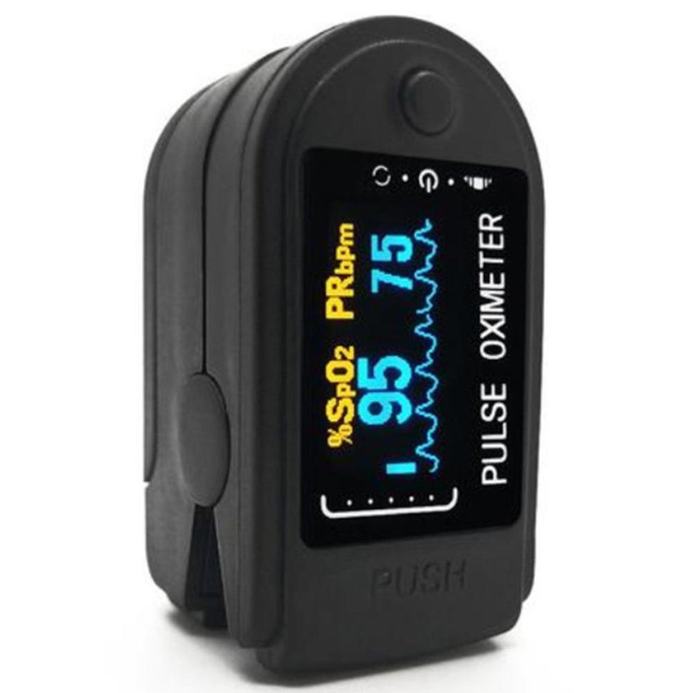 1 stk fingeroximeter bærbar pulsoximeter pulsmåler med led alarmskærm måling spo 2 pr og pi: Sort