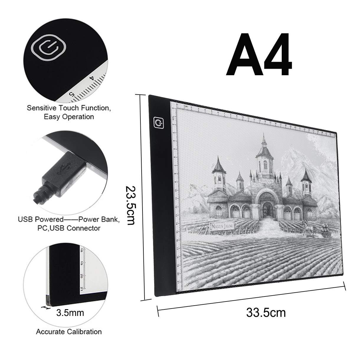 LEORY A4 Graphics Tablet LED Drawing Tablet Art Stencil Drawing Board Light Box Tracing Table Pad Electronics Writing Tablet