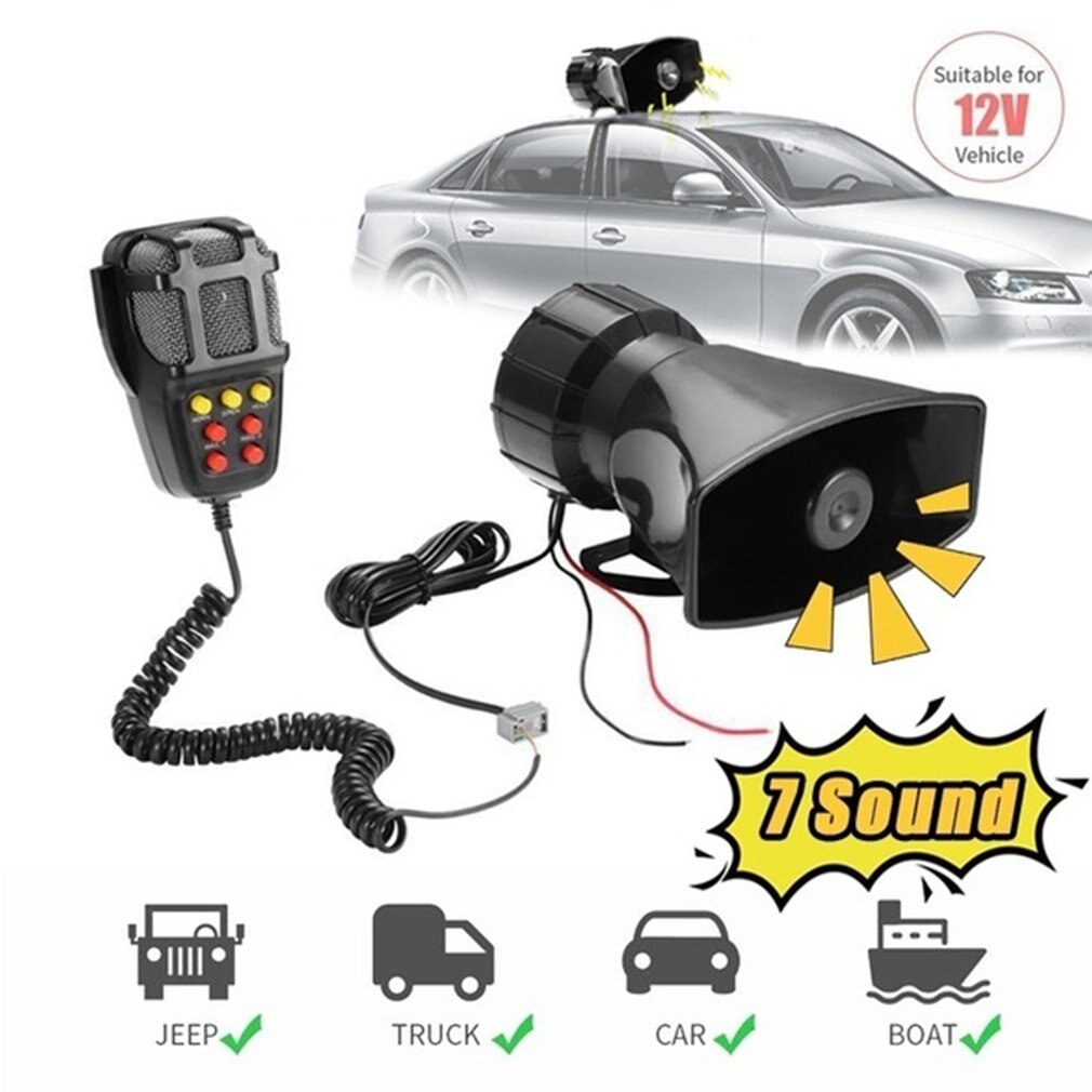 Multipurpose Speakers Loud Car Horn Police Siren Air Horn Megaphone 100W 12V 7 Tone Siren Horn Car Motorcycle ccessories