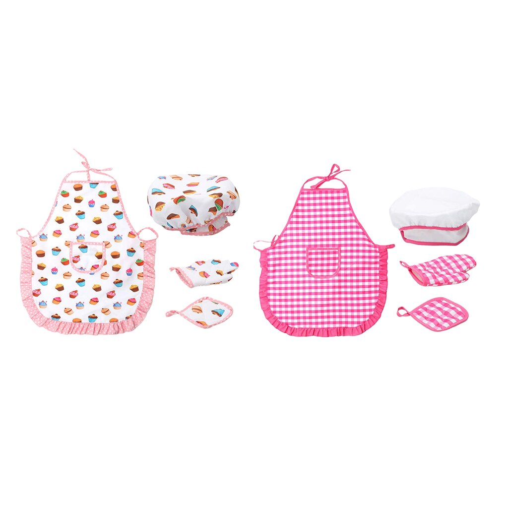 Smart Cookie Chefs Apron Set - 4 Pieces Kids Chef Hat & Apron with Accessories - Pretend Play Kitchen Set