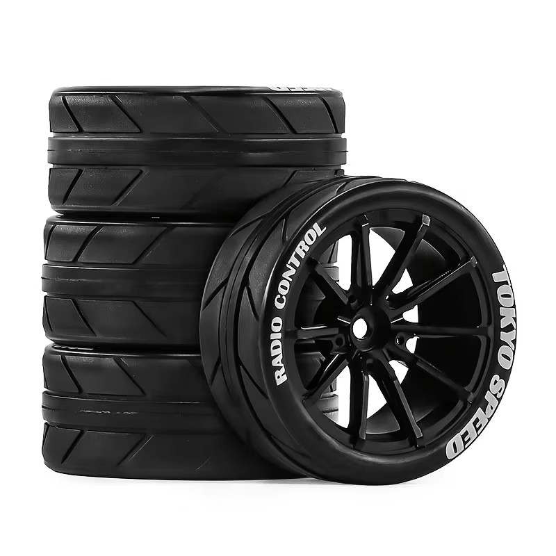 65mm RC Alloy Wheels & Rubber Tires 12mm Hex Hub For 1/10 Rally Racing Car Tamiya TT01 TT02 XV01 TA06 A959 PTG2 Upgrade Parts: black