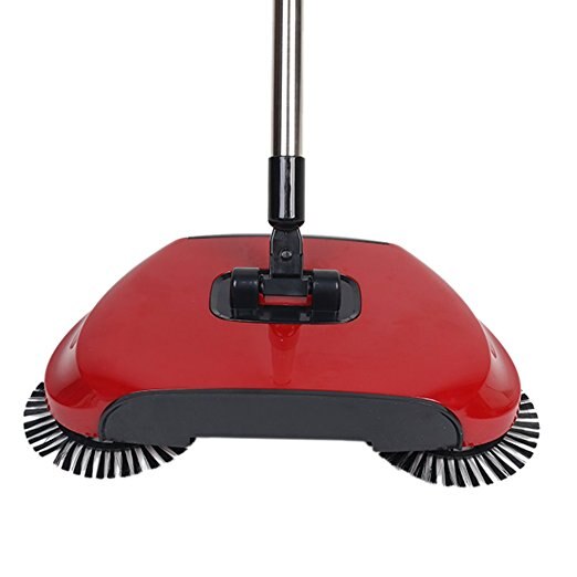 Handheld Sweeper Bundle Household Automatic Hand Push Sweeper Broom Vacuum Cleaner Sweeping Robot 3in1 Floor Brush: RED