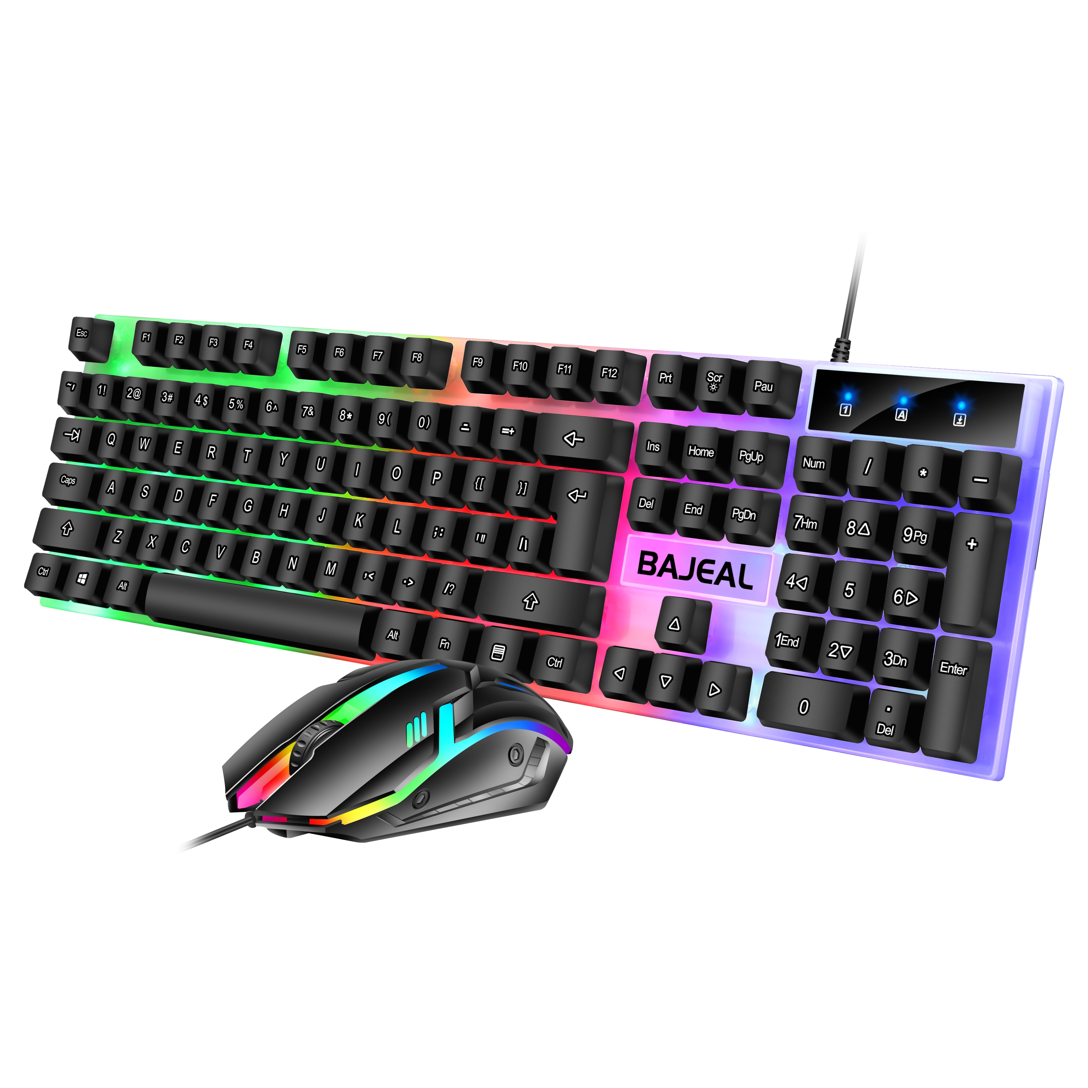 BAJEAL T350 104 Keys USB Interface Backlight Keyboard And Mouse Gaming Combo For Office Home Gamer: Gold