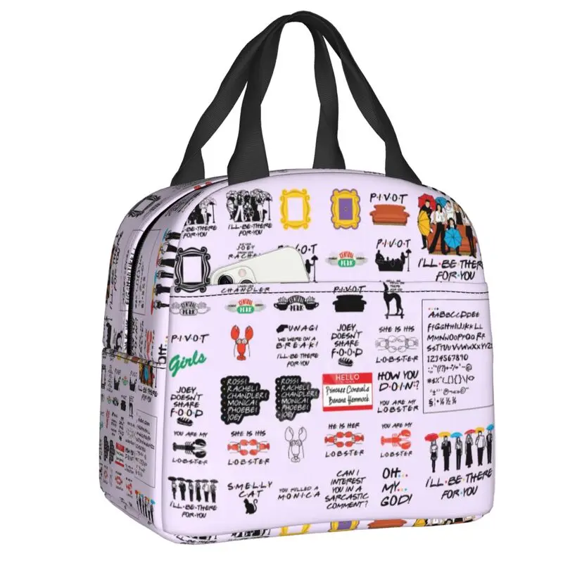 Friends TV Show Insulated Lunch Bag for Camping Travel Resuable Thermal Cooler Lunch Box Women Children Food Container Tote Bags