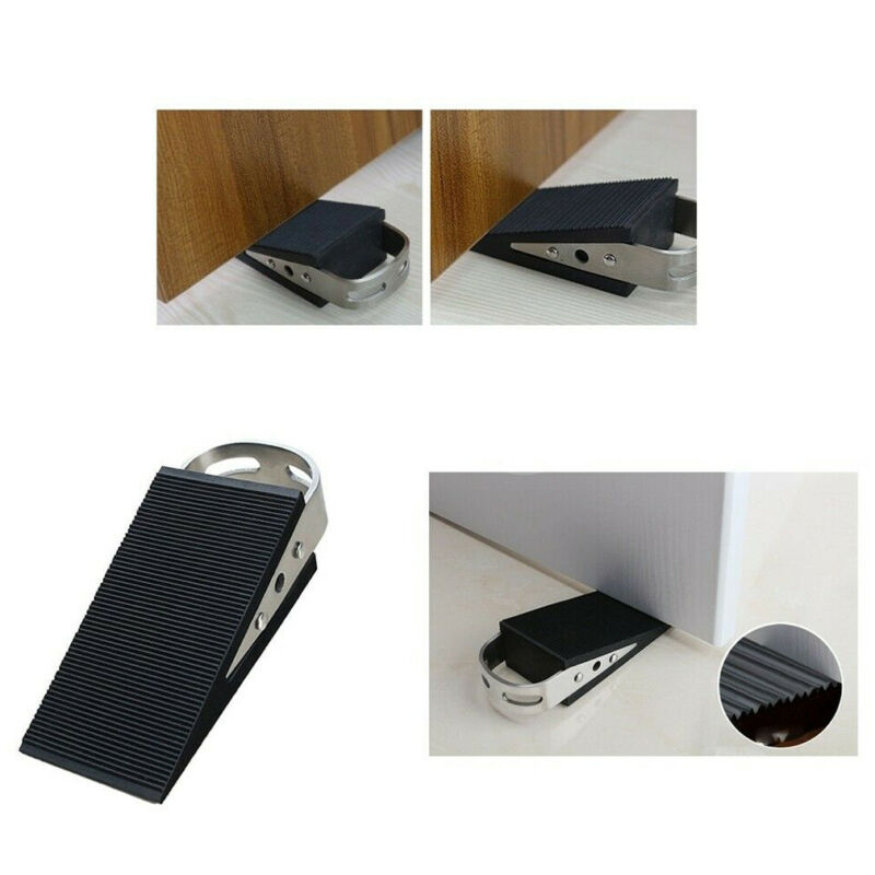 Large Stainless Steel Stoppy Rubber Door Stop Jam Door Wedge & Window Stopper Block Floor Carpet