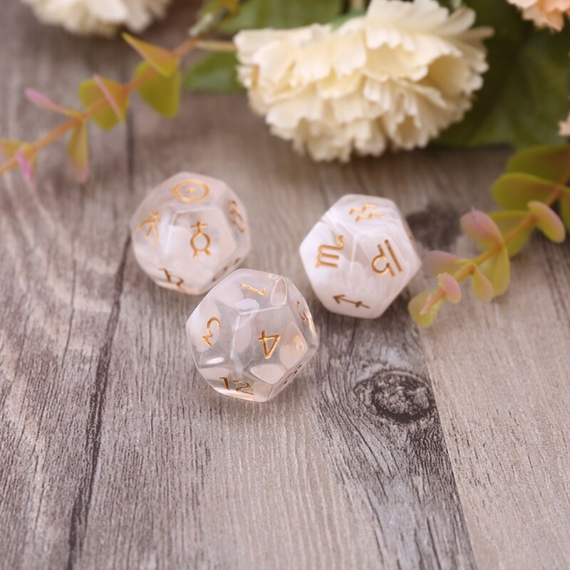 3pcs/set 12-Sided Two-color Bleached Astrological Dices Table Board Role Playing XXUF