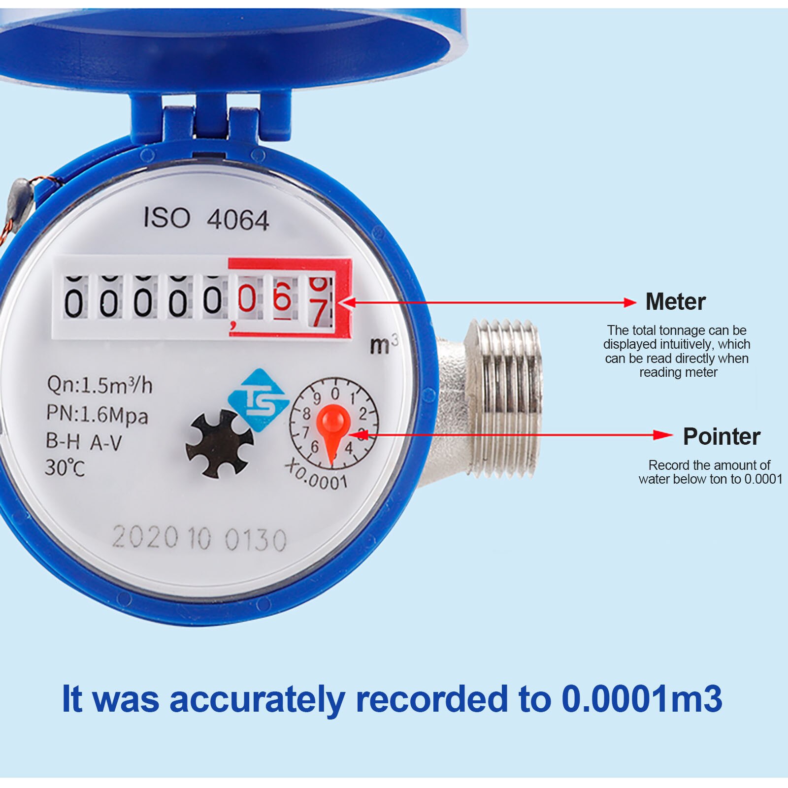 40# Smart Water Meter Household Mechanical Rotary Wing Cold Water Meter Pointer Digital Display Combination Water Meter