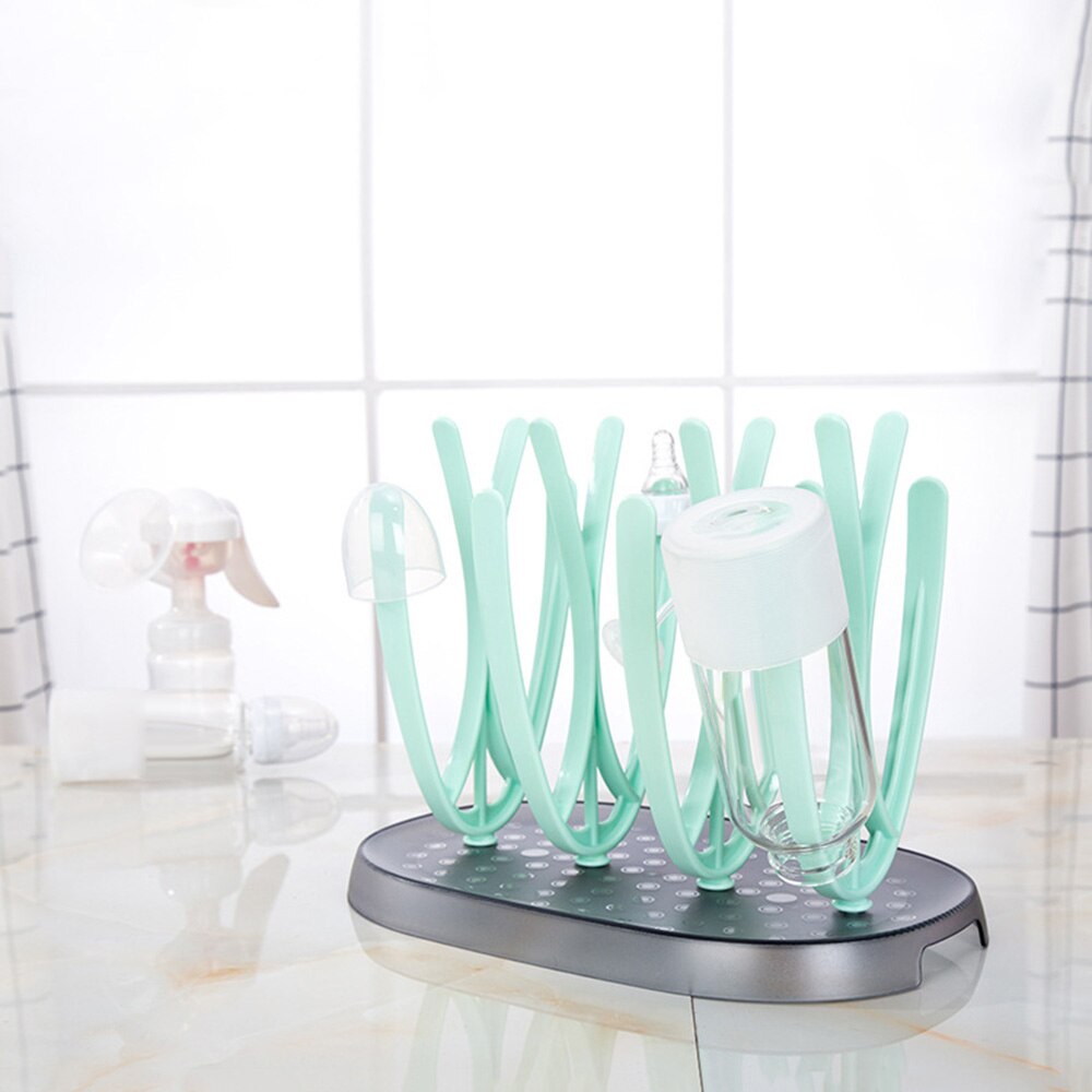 TOP Baby Bottle Drying Rack Baby Bottle Holder BPA free Safe Material Drain Bottles Rack Feeding Bottles Dryer Green
