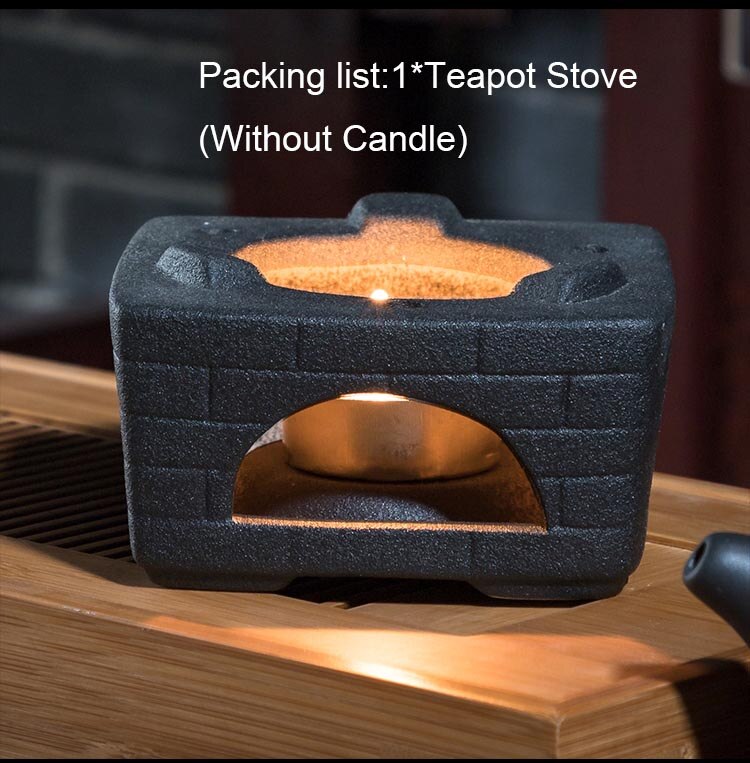 Zen Japanese Style Candle Heating Base Vintage Coarse Pottery Tea Pot Insulation Base Ceramic Kung Fu Tea Set Warmer Accessories: Square