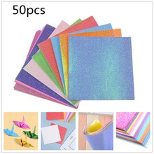 50Pcs Vierkante Origami Papier Parelmoer Gekleurde Diy Papier Vouwen Craft Supplies Scrapbooking Decoratie Enkele Glanzend Papier