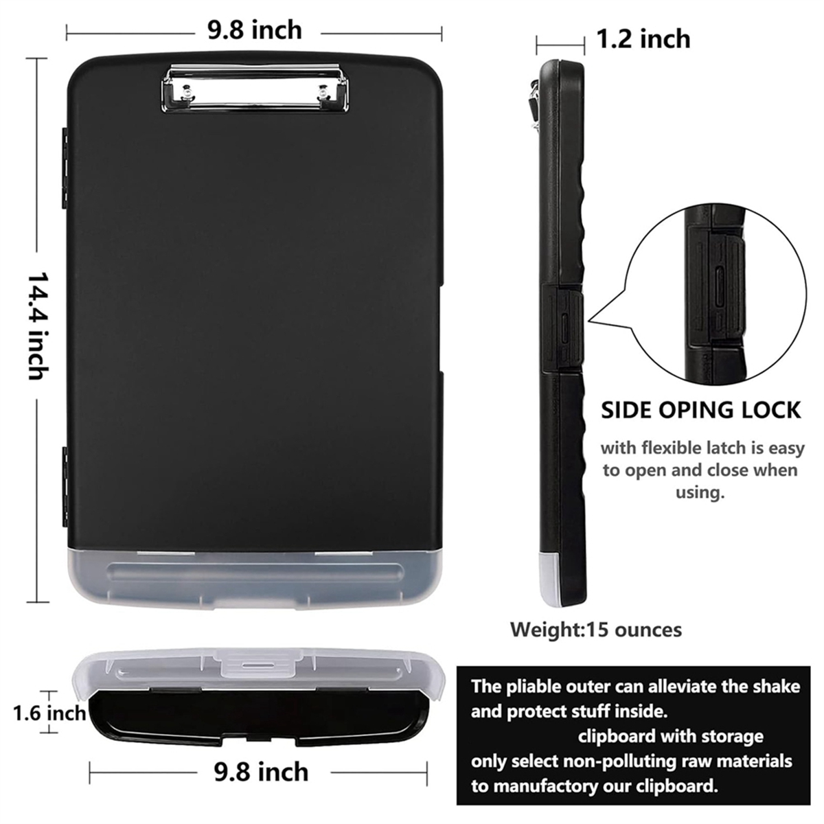 Clip Board Organizer Zwischen ablagen mit Speicher Pflege Zwischen ablage faltbare Datei Ordner Kunststoff Zwischen ablage (schwarz)