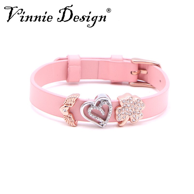 Vinnie design cor sólida pulseiras de couro wrap pulseiras com diy slide encantos jóias femininas