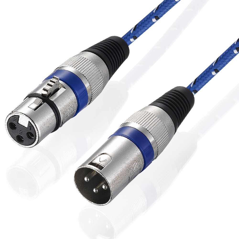 Bochara nylon flettet xlr-kabel hann til hunn m /f 3 pinner jack skjøtekabel til mikrofonmikser 1m 1.8m 3m 5m 10m 15m 20m