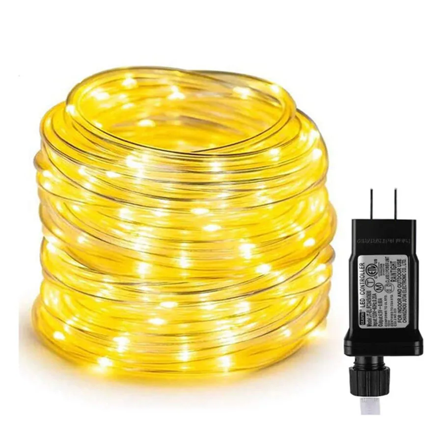 Corde lumineuse LED de noël basse tension, 8 modes, étanche, 12M, 100LED, Tube clair extérieur, corde lumineuse et chaîne pour terrasse, Patio, jardin: changeant / 0-5W / X