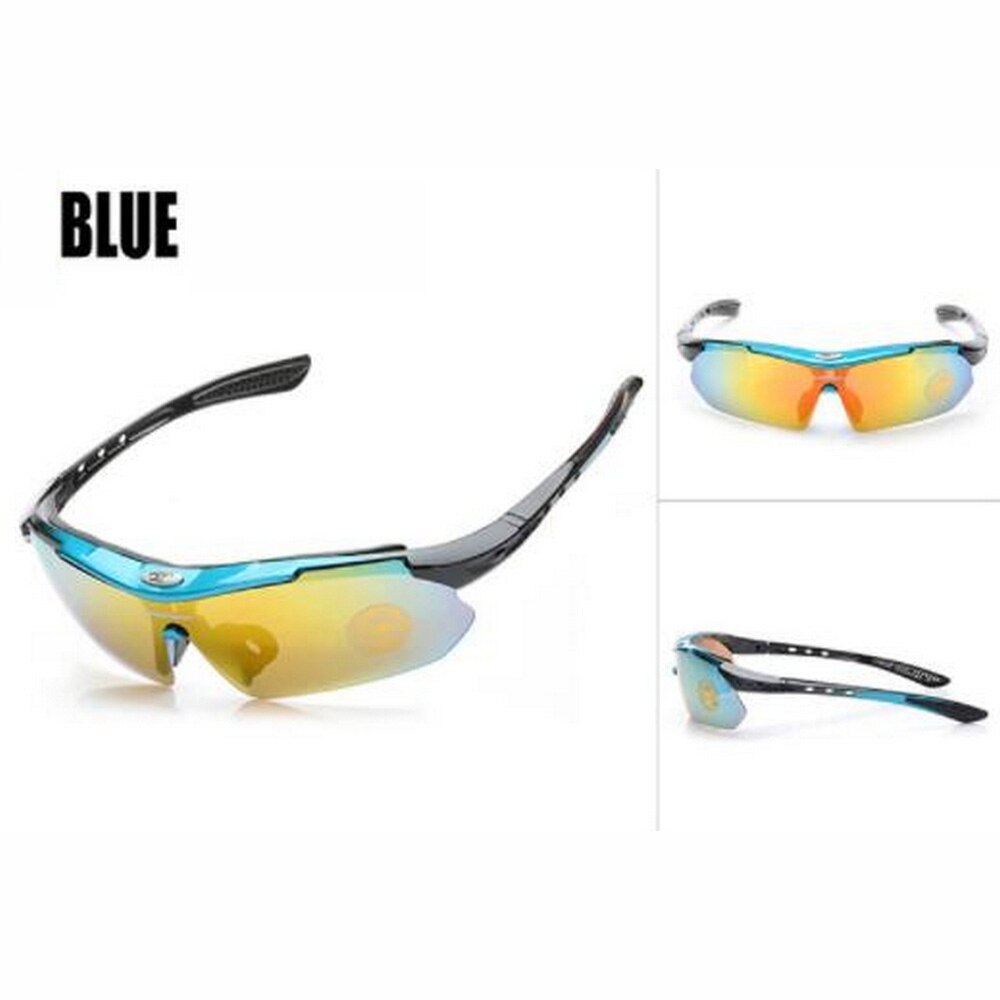 Sports solbriller cykelbriller til cykler sportsbriller mtb briller aftagelige tempelben 0089 polariserede 5 linser unisex: Blå rammestil