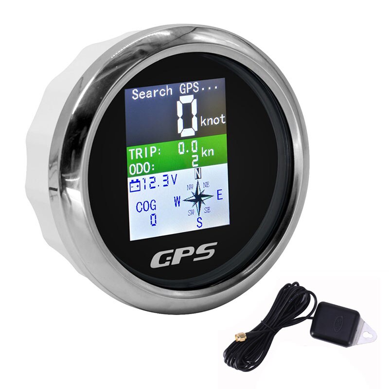 85Mm Gps Snelheidsmeter Voor Boot Auto Motorjacht Met Gps Antenne Tft-scherm Waterdichte Kilometerteller Verstelbare Trip Odo Cog voltmeter