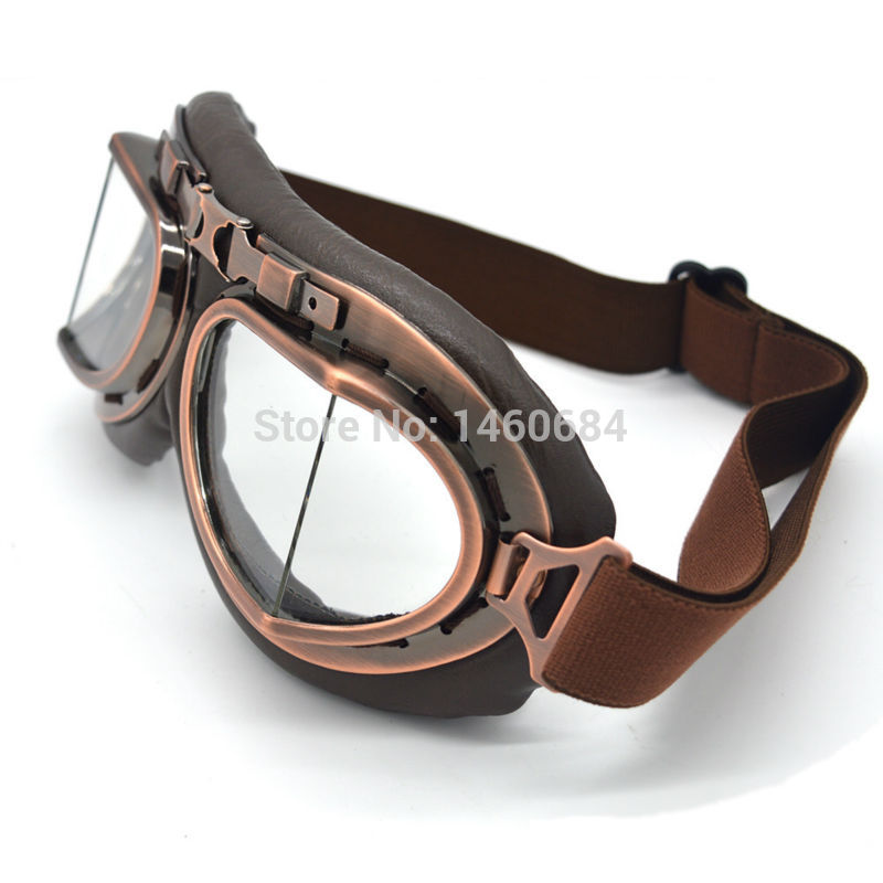 Vintage Leer Motorfiets Goggles Pilot Motorbike Retro Jet Helm Eyewear Bril